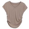 Pure Desire V-neck Short-sleeved T-shirt Women's Summer New Slim Slim Design Student Solid Color Top