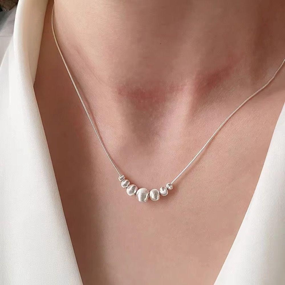 Frosted Pendant Necklace Minimalist Clavicle Chain Fashion Cat Eye Necklace  For Women