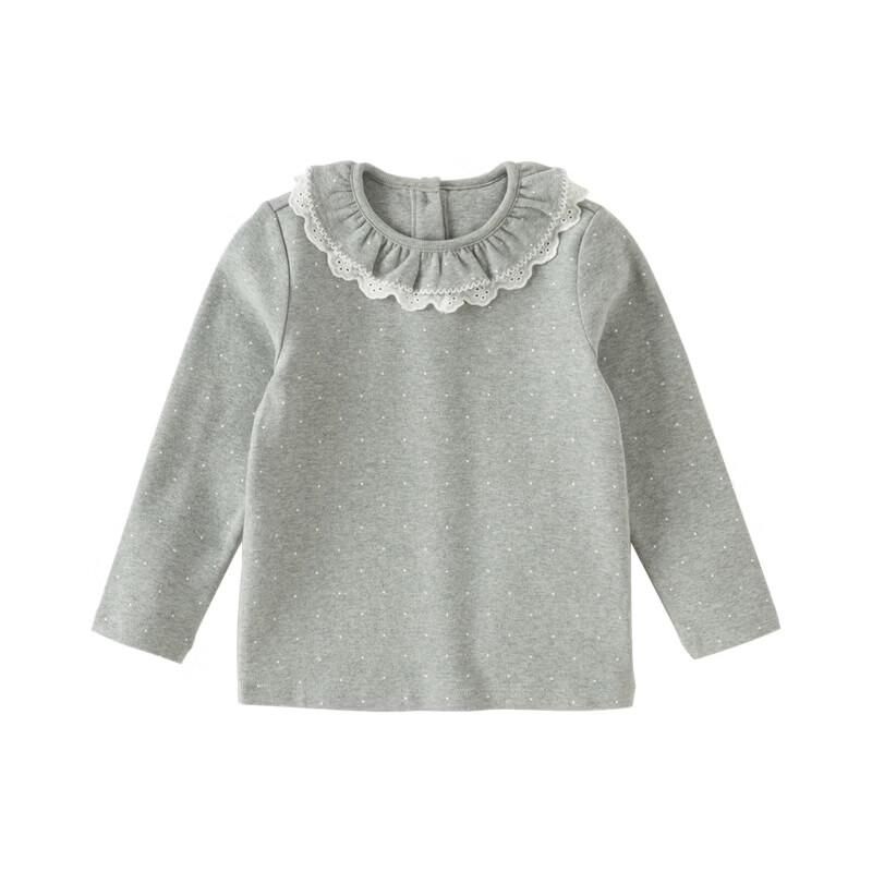 DAVE & BELLA Girls' Long-Sleeve Ruffle-Collar Cotton Base Layer