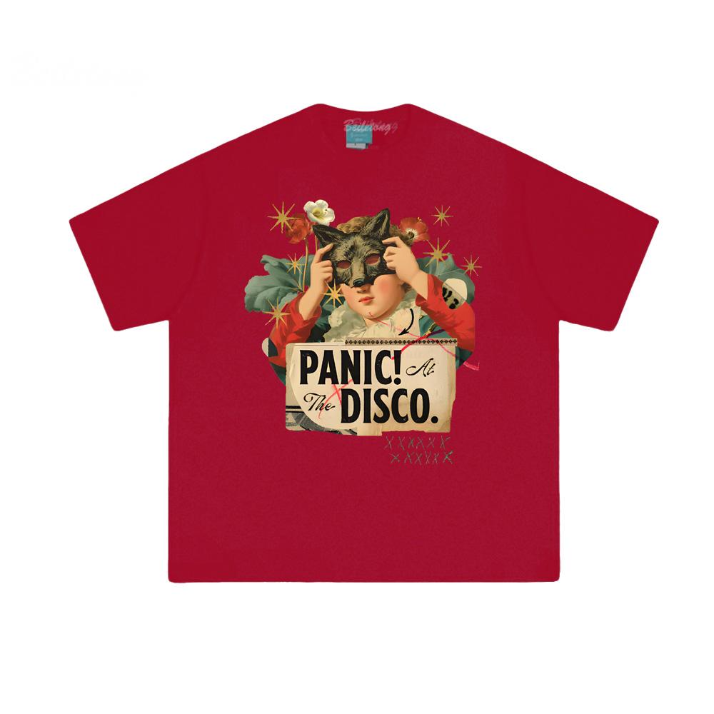 

Rock Band Panic! At The Disco T-SHIRT New Style Hip Hop Unisex Comfortable 100% Cotton Clothing Trend High Quality O-neck Tops XXL червоний