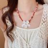 Ocean Style Shell Flower Necklace Boho Ocean Style Neck Chain Stone Pendant Necklace  Holiday