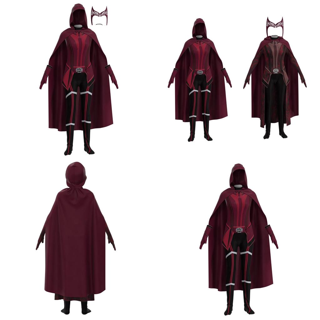 Hochwertiges Polyester Scarlet Witch Halloween-Kostüm Für Mädchen und Erwachsene Atmungsaktiv und Bequem