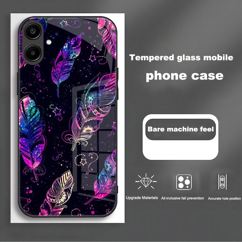 Shockproof Tempered Glass Case For Samsung Galaxy A56 A36 A26 A16 A06 5G Phone Back Cover Luxury Shell Coque Full Lens Protector