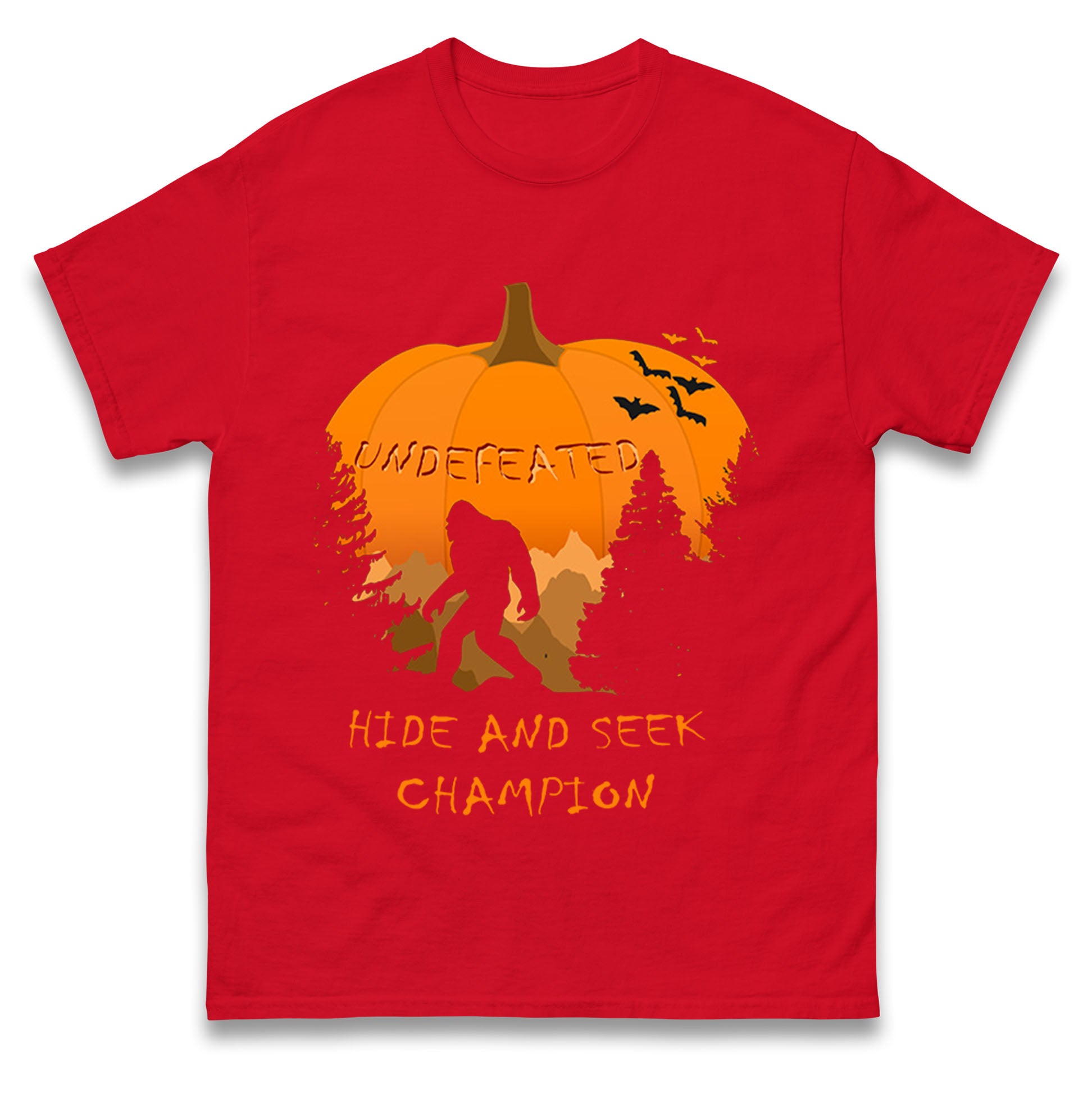 

Big Foot Hide And Seek Halloween Mens T Shirt Womens Tops Teess 3XL
