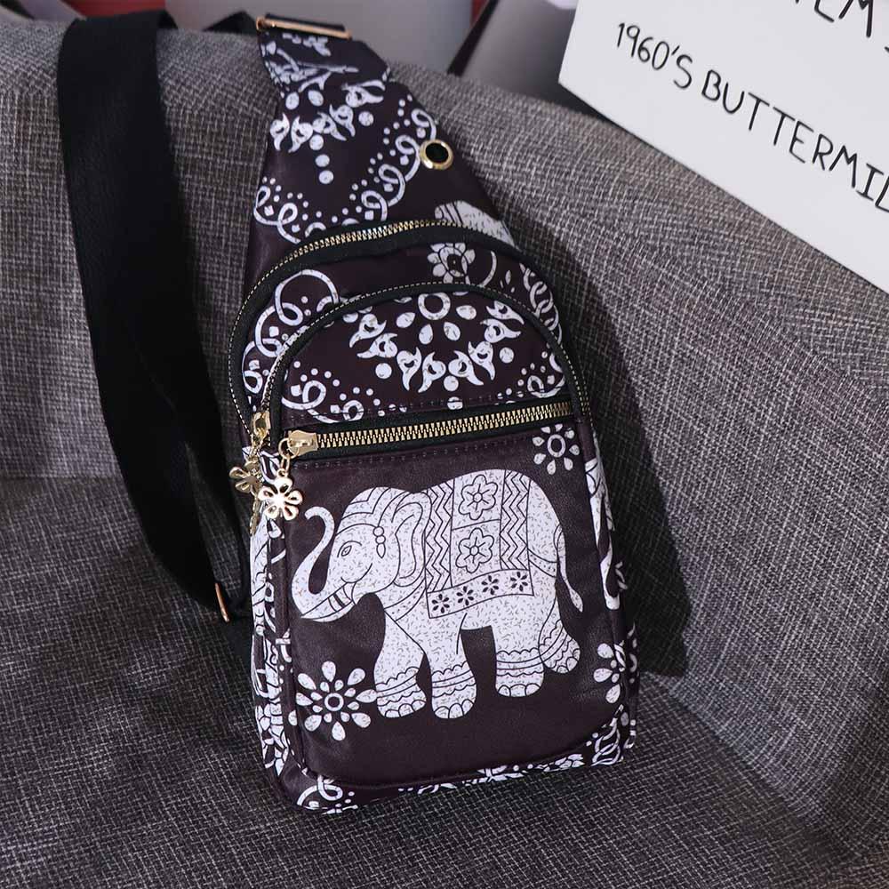 

Elephant Pattern Crossbody Bag Korean Style Sport Fanny Packs Simple Ethnic Style Chest Bag Men чёрный