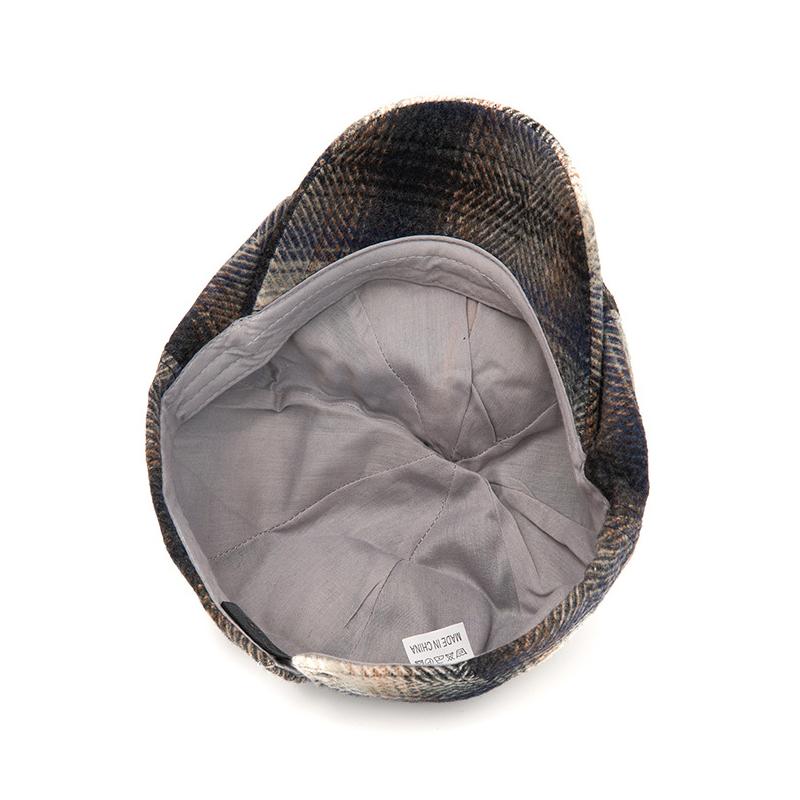 Autumn Winter Tie-Dyed Cap Men's British Newsboy Cap Warm Beret Plaid Octagonal Cap