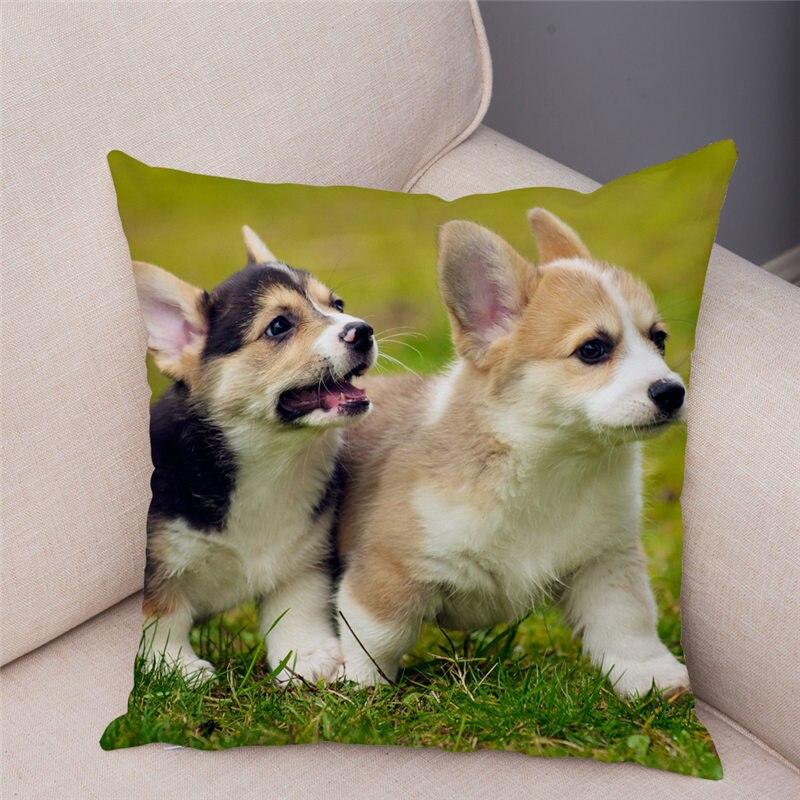 Cute Welsh Corgi Pembroke Dog Pillowcase Cushion Cover Decorative  45x45cm