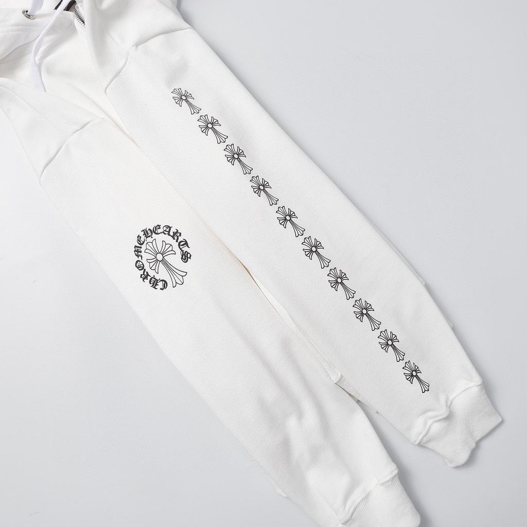 841 CHROME HEARTS 2026 Autumn and Winter New Plus Size Classic Style Logo Zipper Hooded Sweatshirt, Suitable for Couples to Wear