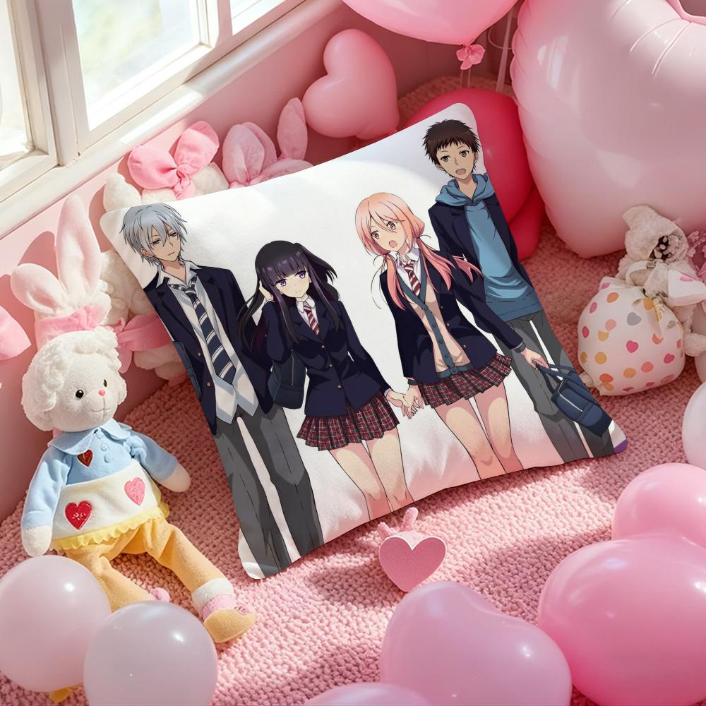 Anime Hyouka Cushion Cover Pattern Printed Pillowcase for Living Room Sofa Cushion Cover & Bedroom Decor