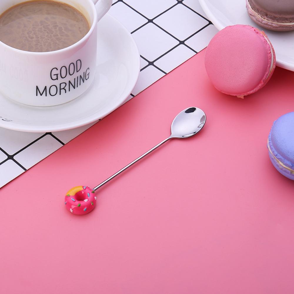 Colorful Designs Coffee Spoons Stainless Steel Salad Mixing Spoon Perfect Donut Spoon  Restaurant