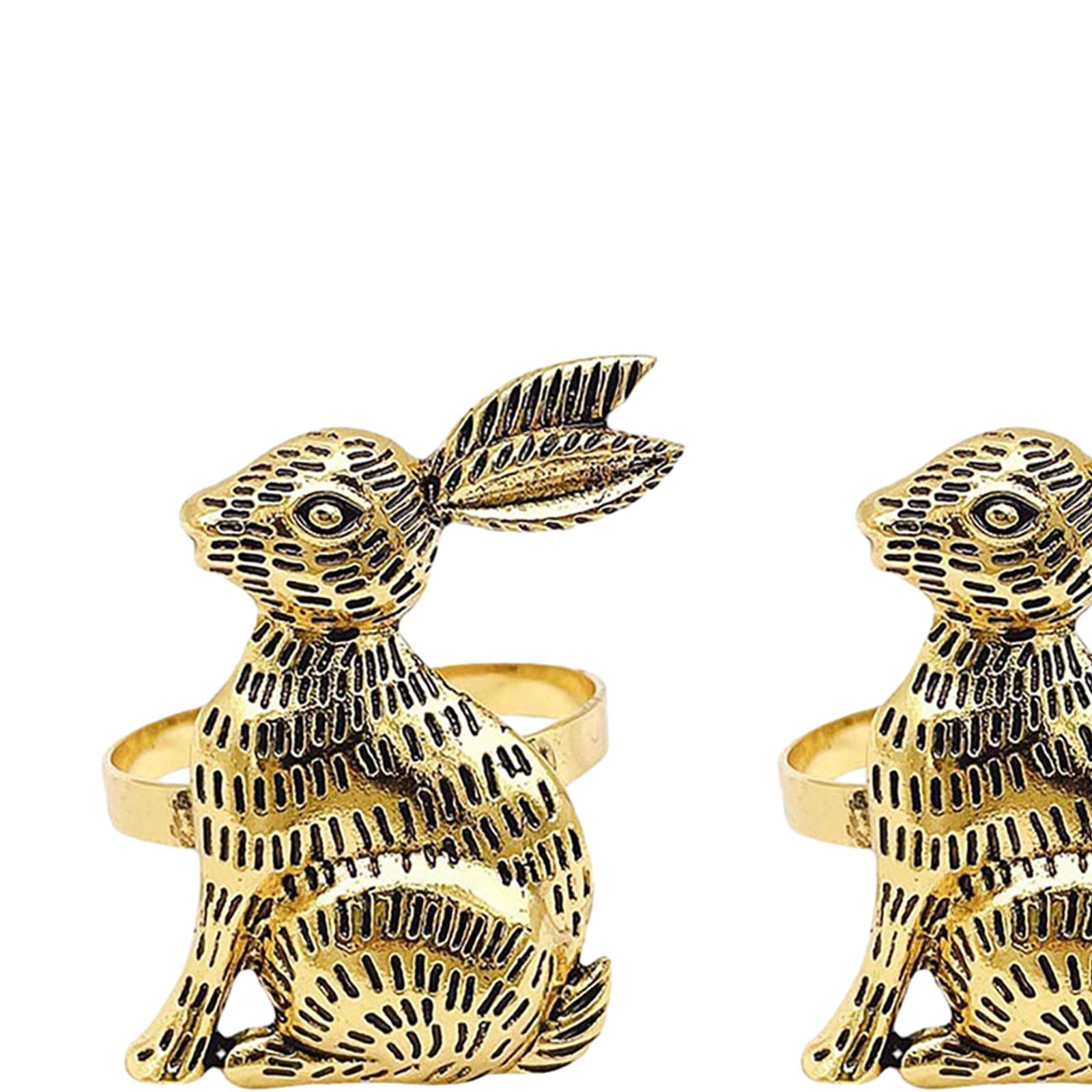 

Easter Rabbit Napkin Rings, Napkin Buckle, Metal Party Dining Table Settings Napkin Rings Holder, Serviette Buckle, for Hotel золотой