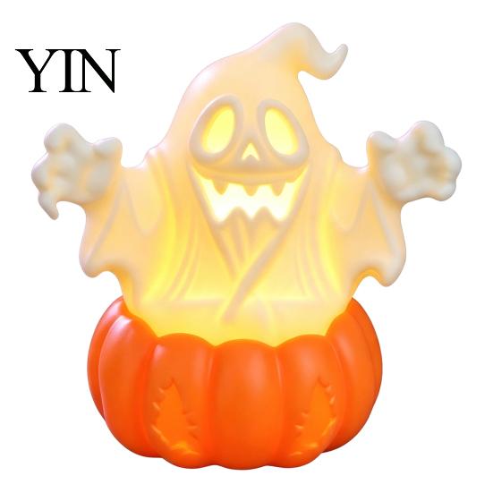 Halloween Party Supplies Pumpkin Light, LED Lighted Ghost Skull Lantern, Spooky Safe Flameless Candles Tabletop Decorative Lamp for Home Indoor