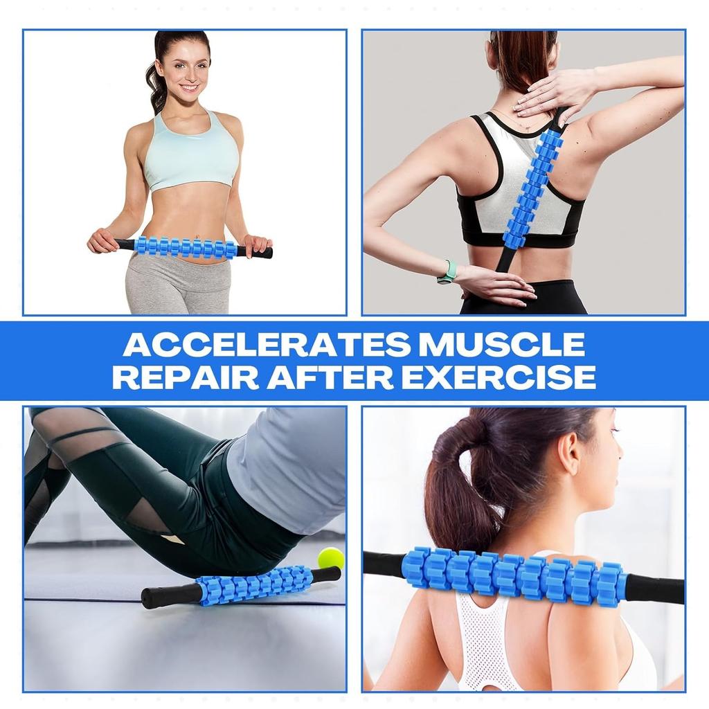 Muscle Roller Bar, Independent Roller Massage Bar, Anti-slip Grip, Yoga, Fitness, Recovery, Leg and Back Pain Relief