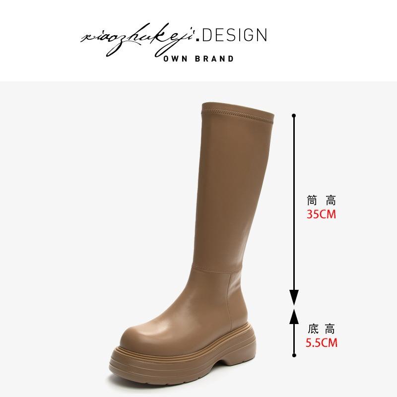 

Cigarette boots women s autumn new solid color thick-soled thin small man but knee boots women 40 хакі