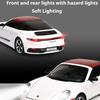1:32 911 Targa Alloy Diecast Car Miniature Model Toy Doors Opened Sound And Light Front Wheel Steering Vehice Gift For Boyfriend