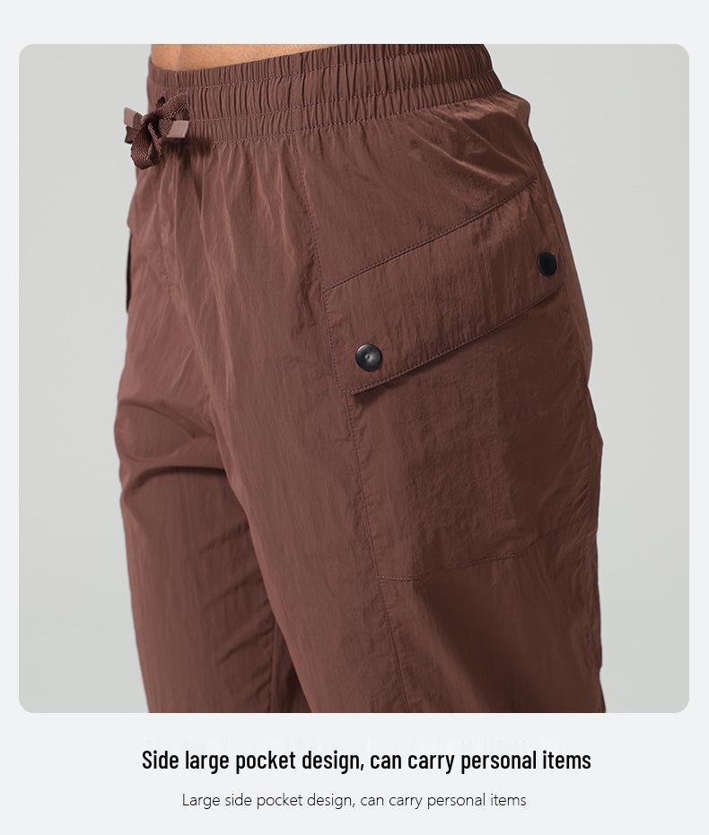 Convertible Women's Lightweight Windproof Yoga Jogger Pants with Drawstring for Hiking and Casual Wear