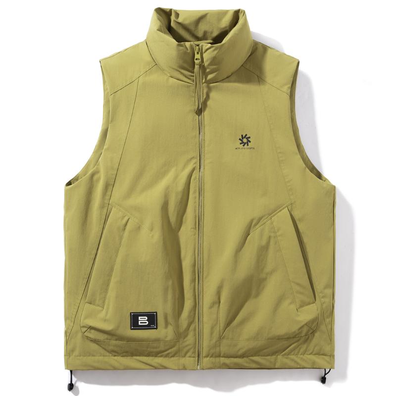 Men 50% White Duck Down Vest, Wind‑Resistant Stand Collar Sleeveless Gilet Drawstring Hem Outdoor Winter Waistcoat