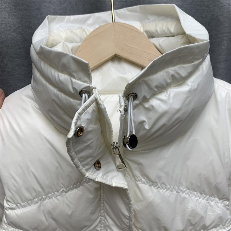 Invierno mujer cuello alto Color sólido sin mangas chaleco cálido cuello alto suelto Chic pato blanco abajo abrigo