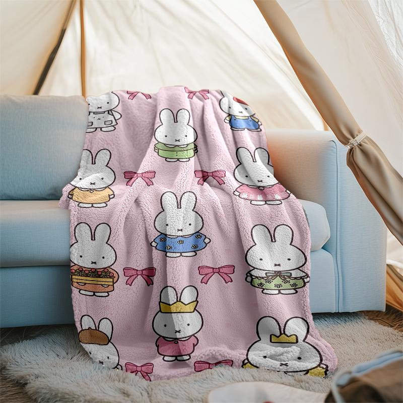 Miffy printed blanket—lightweight,soft,warm;versatile blanket all seasons—perfect as &air-conditioning throw,nap blanket
