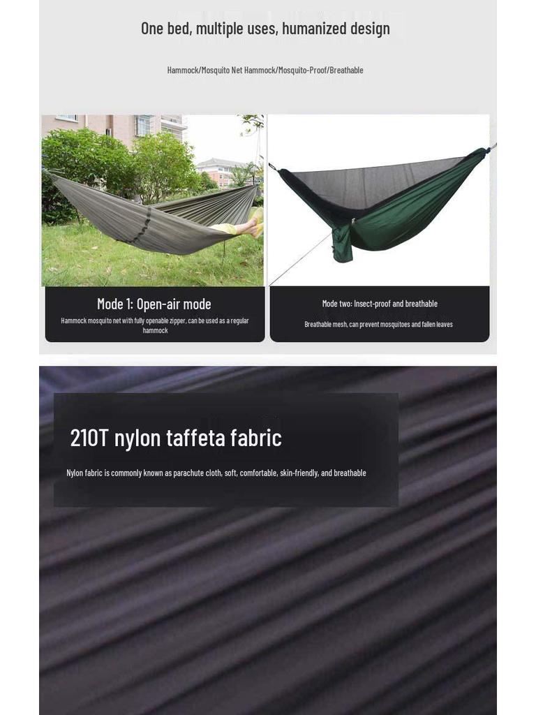 High-Quality Portable Camping Hammock with Mosquito Net and Waterproof Canopy for Outdoor and Indoor Use
