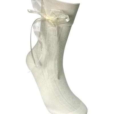 Romantic Tiger Double Bow Socks White