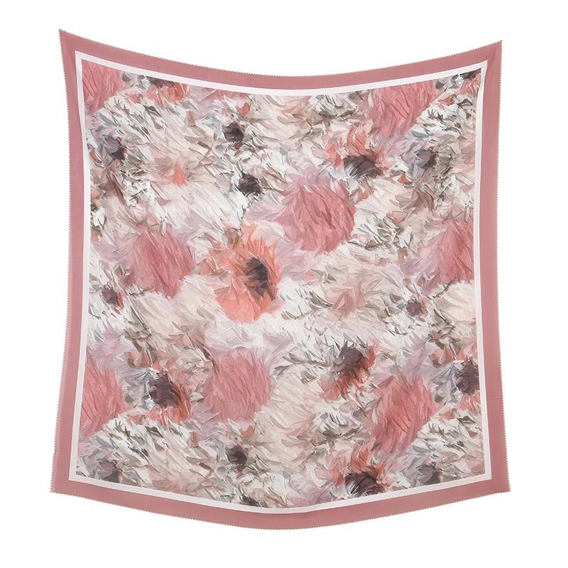 110*110cm Neuer Baumwoll-Leinen-Quadratischer Schal Damen Kopftuch Blumenmuster Halstuch Schals Kopftuch Bandanas Haargummi Stirnbänder