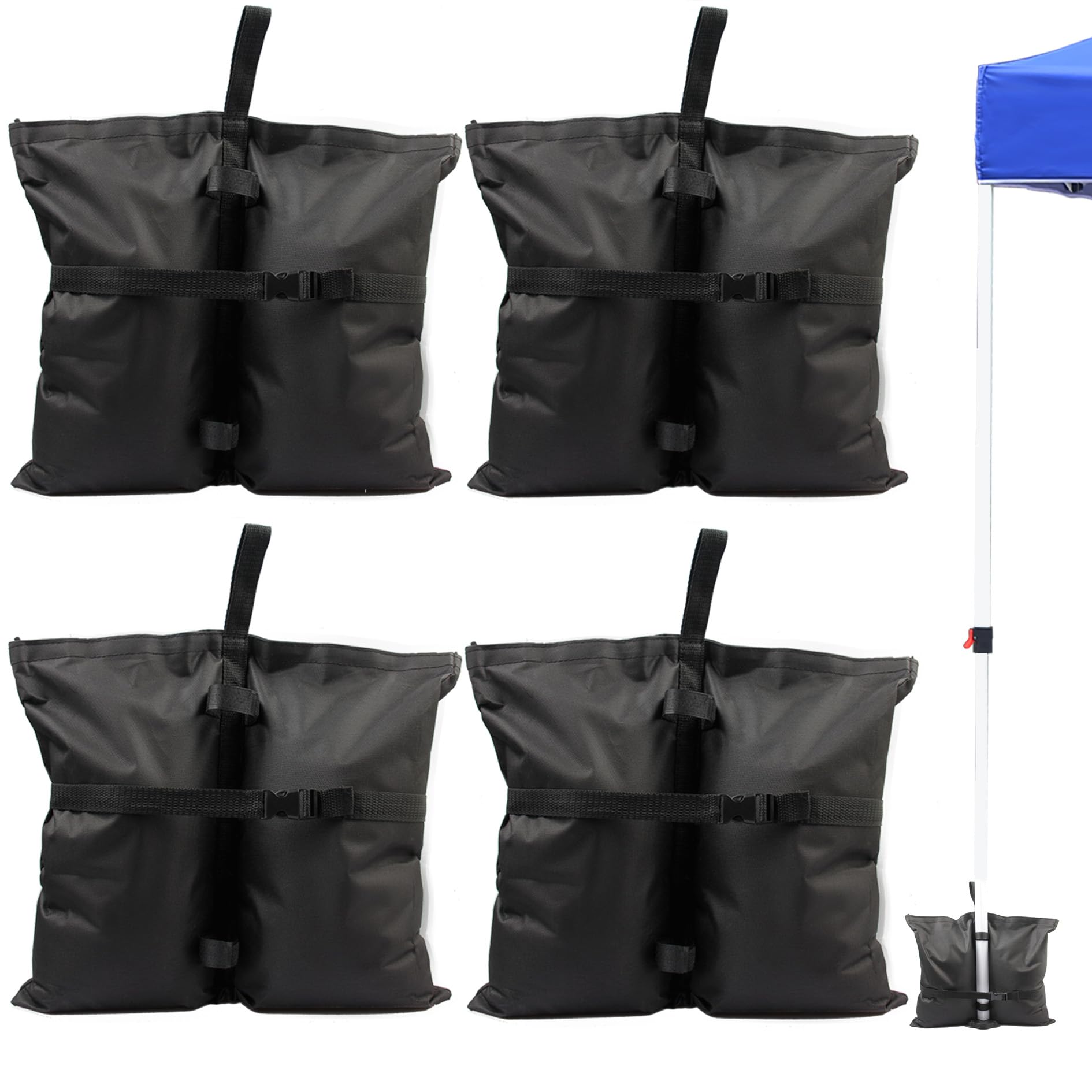MoriSky Tent Weights, Sandbag Weights for Tents, Multi-Weight Bags, Tent Securing Bags, Velcro Closure, Lightweight and Convenient, Set of 4, Total Ca