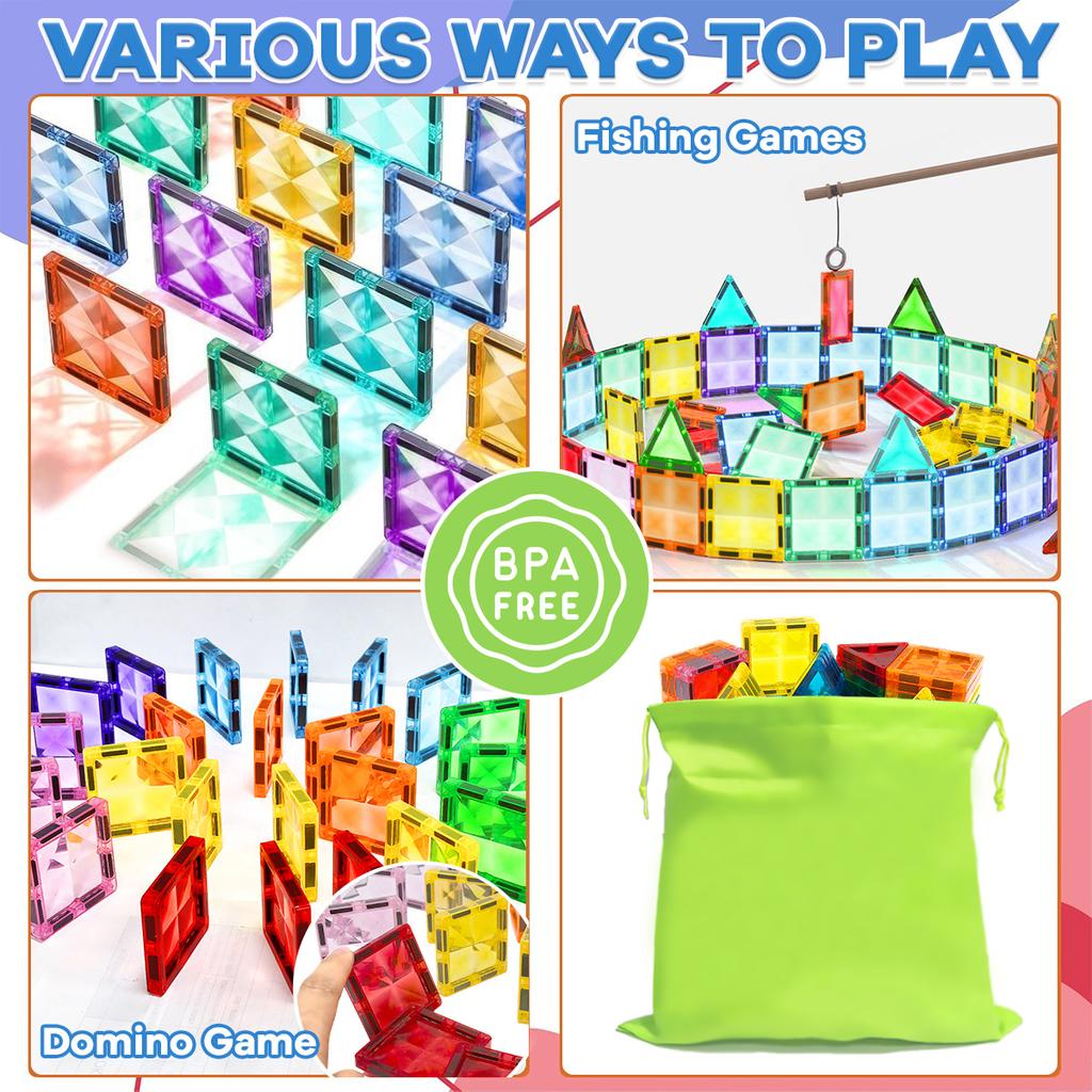 36/56/86PCS Magnetic Building Blocks Construction Set 3D Toys For 3+ Years Kids Montessori Educational STEM Building Blocks Toys