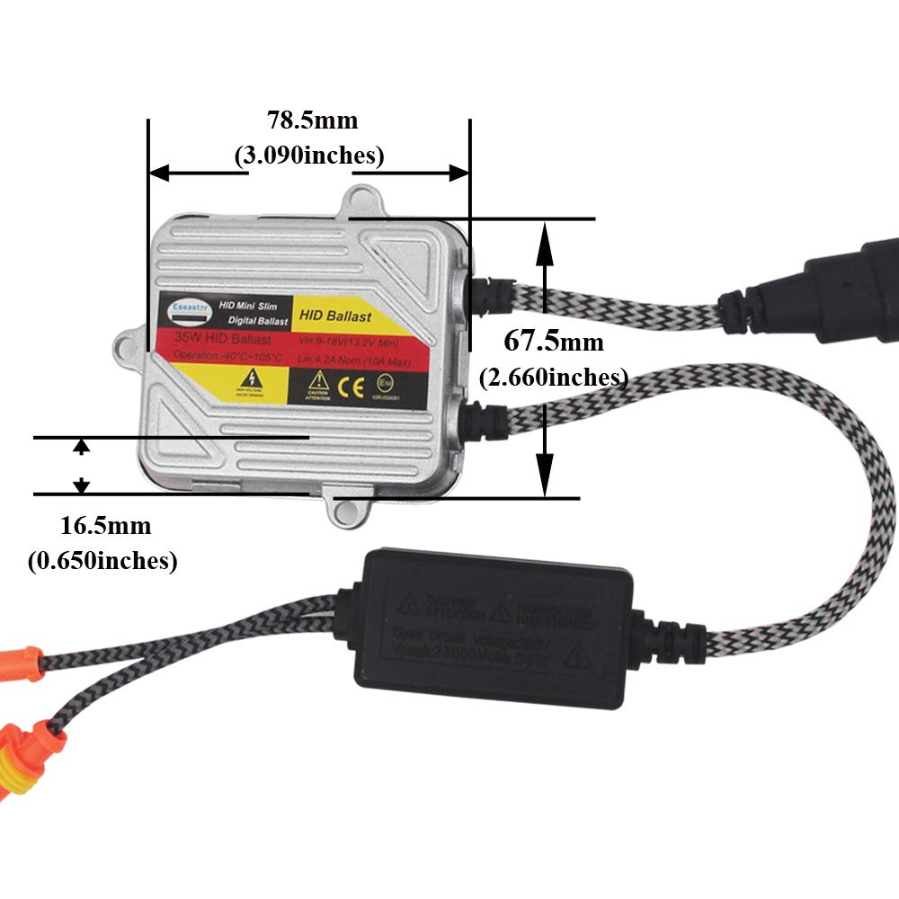 Eseastar H7 HID Kit Car Headlight 35W Bulb Explosive 6000K White Genuine Replacement Thin Ballast Instant Activation Waterproof