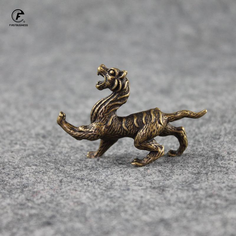 Pure Copper Chinese Ancient Mythical Beast Miniature Figurine whiteTiger Feng Shui Ornament Home Decoration Craft