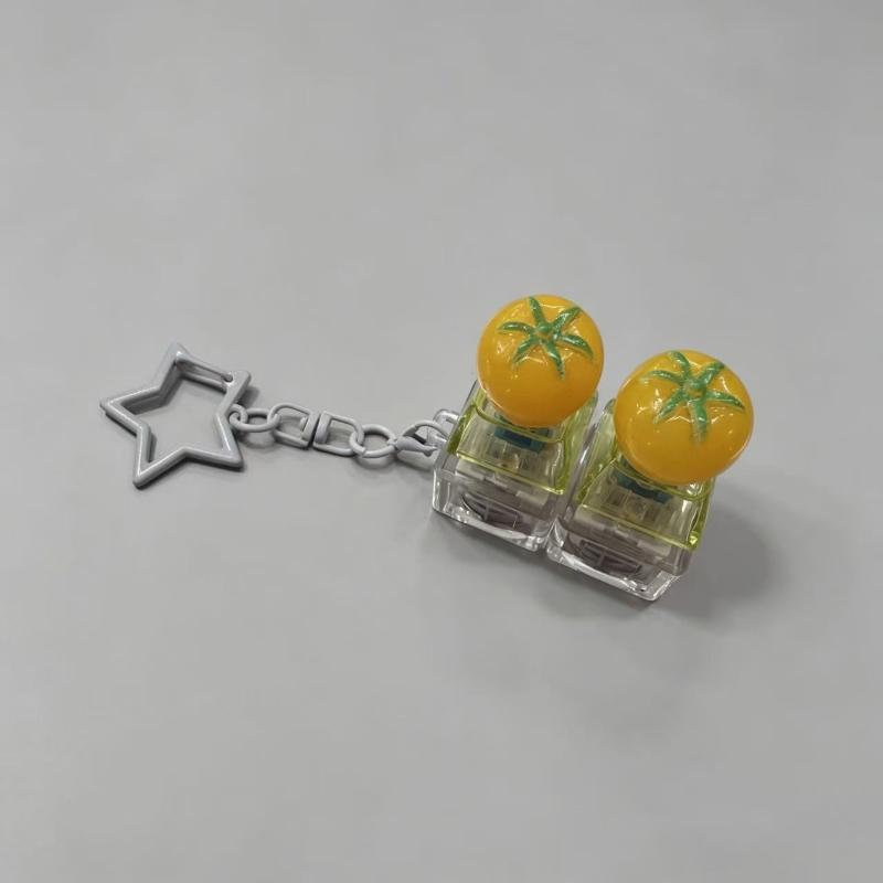 Fruit Keycap Stress Relief Clicker Keychain Mini Vegetable Pendant Keyboard Button Keyring Decompress Fingertip Keyring