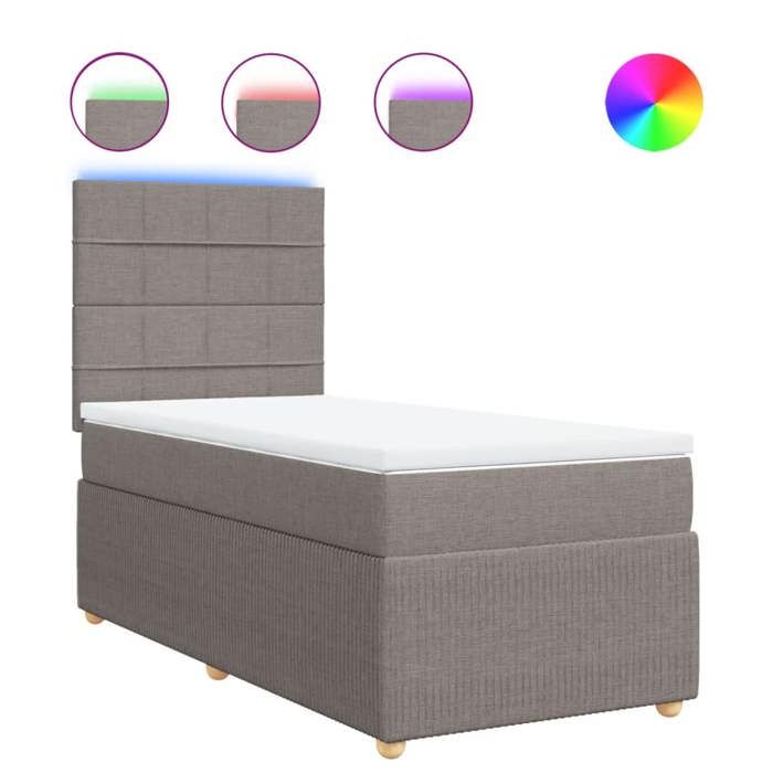 VidaXL Slat Bed Base with Mattress Taupe 90x190 Cm Fabric 3294215