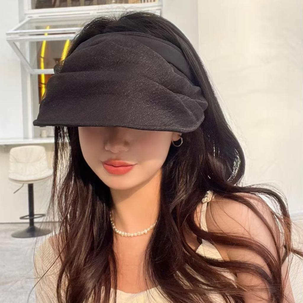 Fashion Women Empty Top Cap Summer Foldable Headband-Style Sun Hat Female Girl Outdoor Large Brim Visors