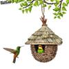 1Pc Outdoor Natural Grass Bird House Handmade Weaved Hummingbird Cage Nest Shelter for Garden Balcony Bedroom Decoration