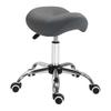 Cosmetic Stool 360 Degrees Rotate Height Adjustable Salon Massage Spa Chair Hydraulic Rolling Faux Leather Saddle Stool, Grey