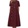 Casual Midi Dress for Women Beautiful Beach Dress Pleated O Neck Lady Clothes