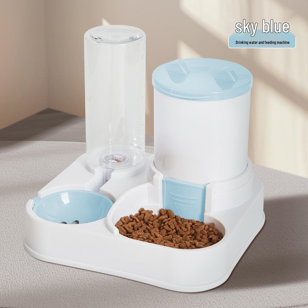 Dual Ceramic Pet Feeder: Double Bowl with Automatic Water Dispenser for Cats and Dogs