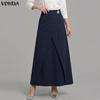 VONDA Elegant Women Back Elastic Front Cross Casual Long Skirts