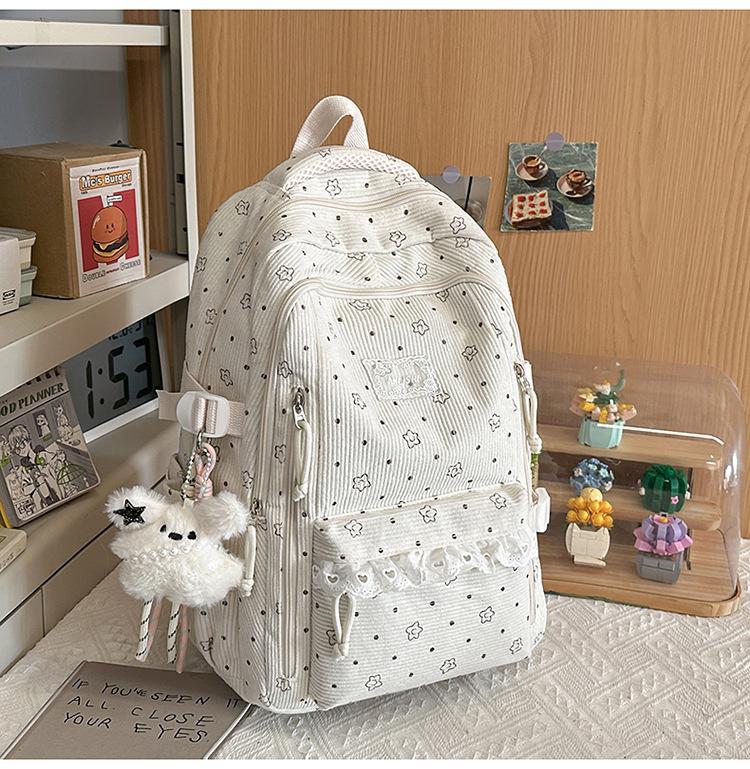 Schoolbag New Backpack Female Korean Version Ins Literary Small Fresh Wind Junior High School Student Backpack Large Capacity Casual Backpack