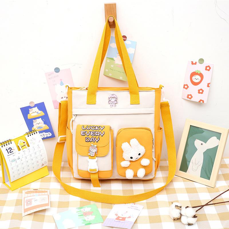 Canvas bag bag female student class ins Mori cute large capacity shoulder bag female Japanese oblique span bag handbag