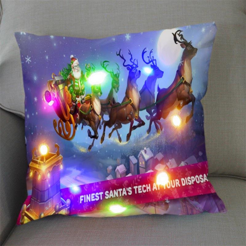 1Pc Christmas Led Pillow Case Size 45X45Cm40X40Cm Santa Claus Printed Christmas Pillow Covers For Christmas Decorations