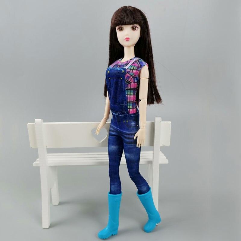 Motedukkeklær For Barbie Dukke Antrekk Fargerik Rutete Topp Denim Bukser Smekke Body Rompere BJD Dukke 1/6 Dukketilbehør