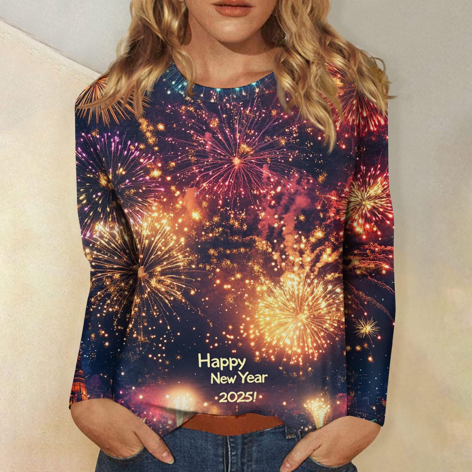 

Женский повседневный модный сексуальный удобный рождественский принт с круглым вырезом и длинными рукавами M