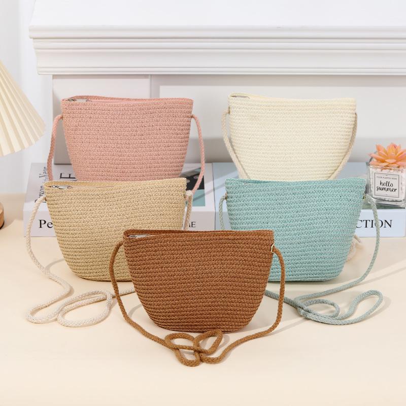Children's Woven Straw Crossbody Bag - Cute Mini Backpack & Coin Purse for Little Girls, Perfect for Beach and Summer Travel
