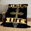 Jesus Saved My Life Cross Blanket  Printed Blanket for Living Room Bed Couch Lunch Break Soft Cozy Blanket for Friend's Festival Gift