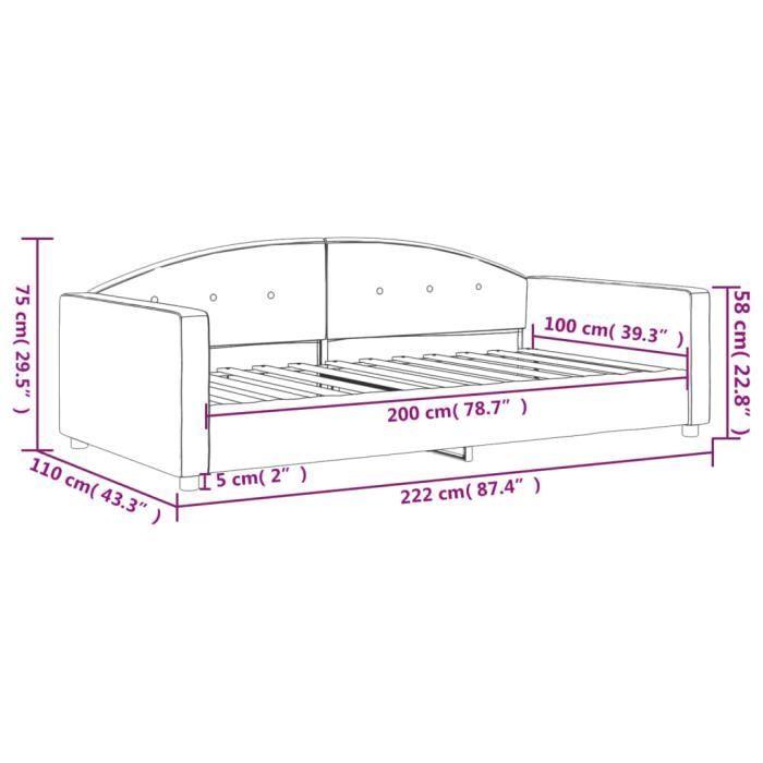 VidaXL Lit de repos vert foncé 100x200 cm velours 354145