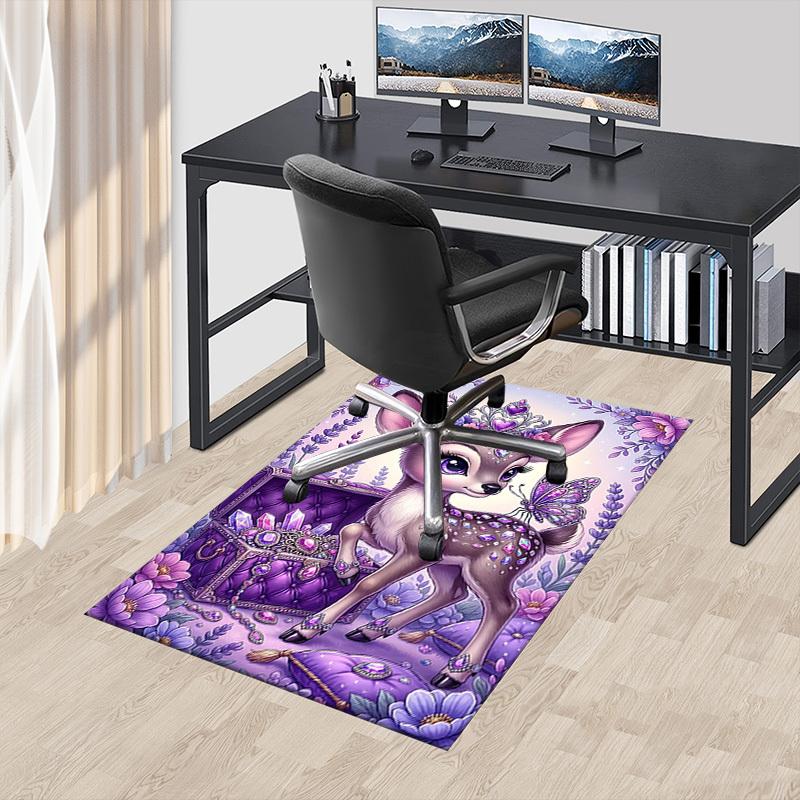 1 Stück Hirsch Schmetterling Rutschfester Teppich, Büro, Familie, Schlafzimmer, Studio - Großer Teppich, Lebendige Farben-C0483