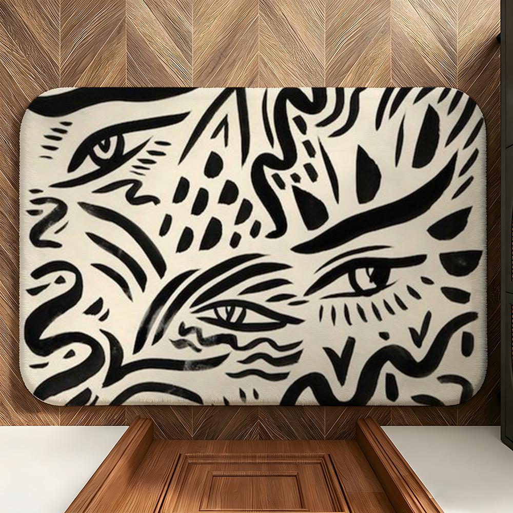 African style fabric print Floor Mat Soft Flannel Floor Mat  Suitable for Entryways, Living Rooms, Bedrooms, and Bathrooms