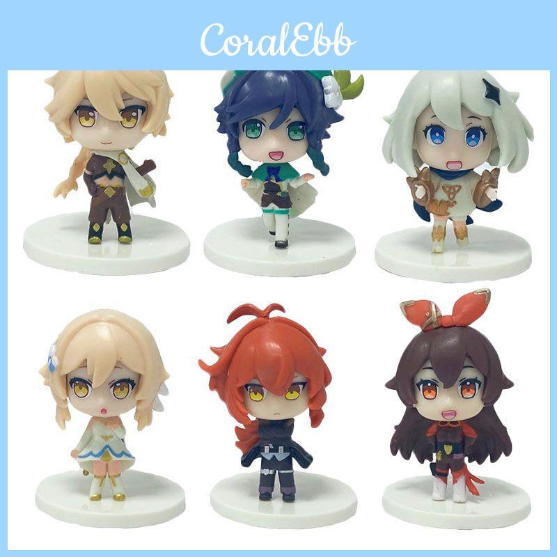Adorable 6pcs/set Genshin Impact Action Figures Including Klee Paimon And Diluc For Display