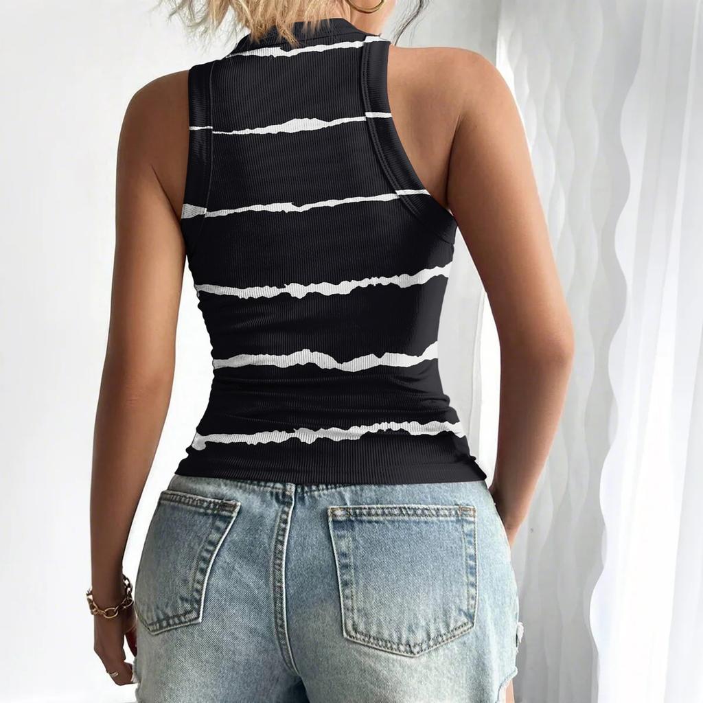 Women's Summer Fashion Casual Round Neck Sleeveless Top Tight Tank Top